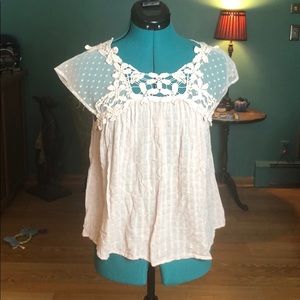 Pink and lace detail blouse